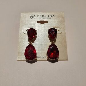 Versona Accessories Red Cubic Zircon Earrings